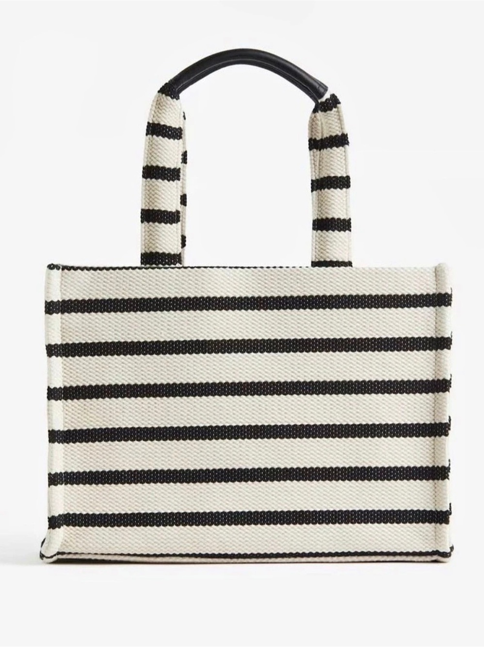 H&m cotton Striped Tote in Black & Cream